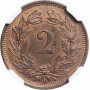 Schweiz 2 Rappen 1879 B, NGC MS63 RB, "Schweizerische Eidgenossenschaft (1850 - 1916)"