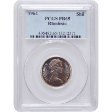 Rhodesia 1 shilling (10 cents) 1964, PCGS PR65, "Pound (1964 - 1969)"