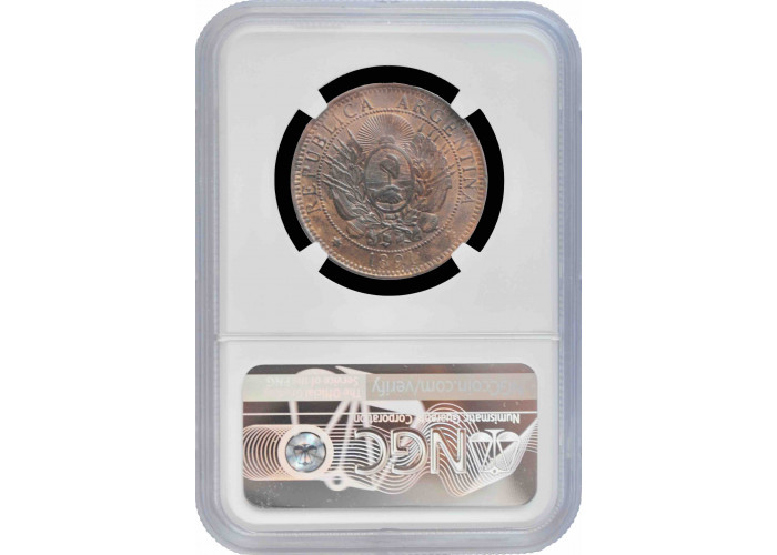 Argentinien 2 Centavos 1891, NGC MS64 BN, "Argentinischer Peso (1881 - 1969)"