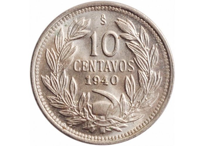 Chile 10 centavos 1940 So, BU, "Republic of Chile (1899 - 1959)"