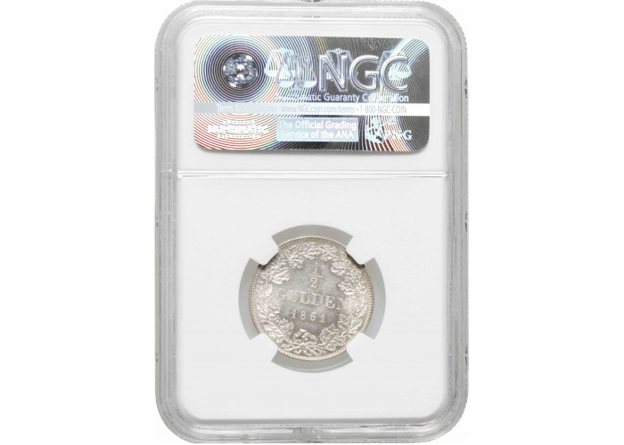 Bavaria 1/2 gulden 1861, NGC MS64, "King Maximilian II (1848 - 1864)" TopPop 2/0