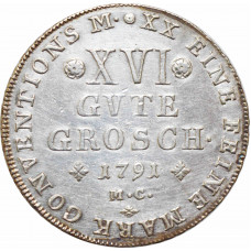 Brunswick-Wolfenbuttel 16 groschen 1791, UNC Det, "Charles Ferdinand (1780-1806)"