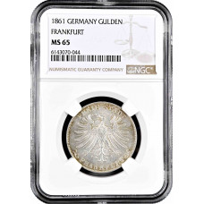 Frankfurt 1 gulden 1861, NGC MS65, "Free City of Frankfurt (1807 - 1866)"