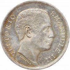 Italy 1 lira 1907 R, AU, "King Vittorio Emanuele III (1900 - 1946)"