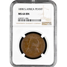 South Africa (Transvaal) 1 penny 1898, NGC MS64 BN, "Paul Kruger (1880 - 1900)"