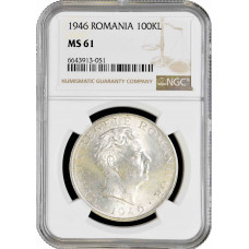 Romania 100.000 lei 1946, NGC MS61, "King Michael I (1940 - 1947)"