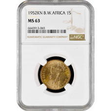 British West Africa 1 shilling 1952 KN, NGC MS63, "King George VI (1937 - 1952)"