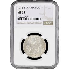 Indochina 50 cents 1936, NGC MS63, "French Indochina (1885 - 1954)"