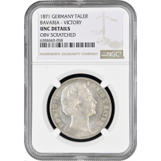 Bavaria 1 thaler 1871, NGC UNC Details, "Germany Victory in Franco-Prussian War"