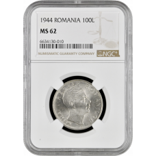 Romania 100 lei 1944, NGC MS62, "King Michael I (1940 - 1947)"