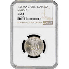 Greenland 25 ore 1926, NGC MS64, "Krone (1926 - 1964)"