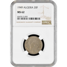 Algeria 20 francs 1949, NGC MS62, "French colony (1949 - 1956)"