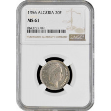 Algeria 20 francs 1956, NGC MS61, "French colony (1949 - 1956)"