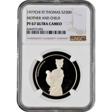 St. Thomas & Prince Island 250 dobras 1977, NGC PF67 UC, "Woman and Child"