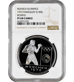 Paraguay 150 guaranies 1973, NGC PF68 CAM, "Munich Olympics - Boxing" TopPop 1/0