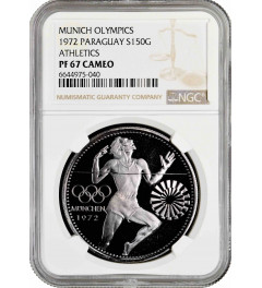 Paraguay 150 guaranies 1972, NGC PF67 CAM, "Munich Olympics - Athletics"