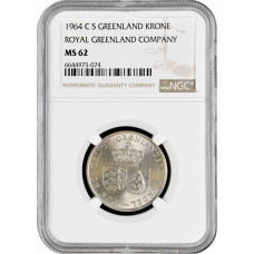 Greenland 1 krone 1964 CS, NGC MS64, "Royal Greenland Company"