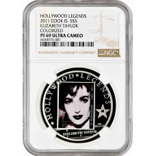 Cook Islands 5 dollars 2011, NGC PF69 UC, "Hollywood Legends - Elizabeth Taylor"