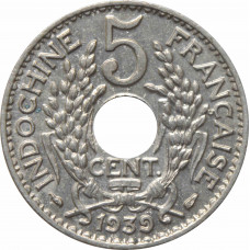 Indochina 5 cents 1939, UNC, "French Indochina (1885 - 1954)"