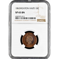 Haiti 10 centimes 1863, NGC SP65 BN, "Republic of Haiti (1863 - 1985)" Pop 6/1