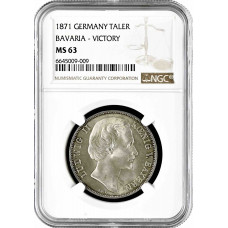 Bavaria 1 thaler 1871, NGC MS63, "Germany Victory in Franco-Prussian War"