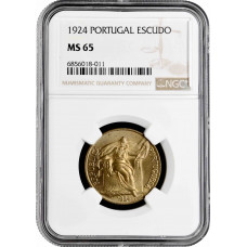 Portugal 1 Escudo 1924, NGC MS65, "Portugiesische Republik (1911 - 1969)"