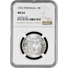 Portugal 10 Escudos 1932, NGC MS64, "Portugiesische Republik (1911 - 1969)"