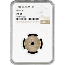 Belgien 10 Centimes 1904 French, NGC MS66, "Leopold II (1865 - 1909)" TopPop 2/0