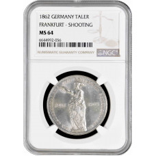 Frankfurt 1 thaler 1862, NGC MS64, "German Shooting Festival" silver coin