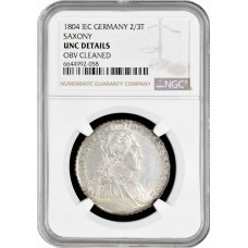 Saxony 2/3 thaler 1804, NGC UNC Det., "Elector Frederick Augustus (1763 - 1806)"