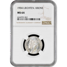 Liechtenstein 1 krone 1904, NGC MS64, "Prince Johann II (1858 - 1929)"