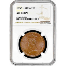 Haiti 6.25 centimes 1850, NGC MS63 BN, "King Faustin I (1849 - 1859)" TopPop 2/0