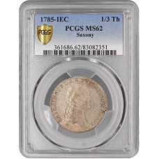 Saxony 1/3 thaler 1785 IEC, PCGS MS62, "Frederick Augustus (1763-1806)" Top 1/0