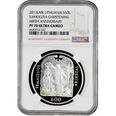 Lithuania 50 litu 2013 LMK, NGC PF70 UC, "Samogitia Christening" Top Pop 6/0