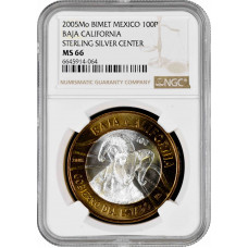 Mexico 100 pesos 2005, NGC MS66, "Baja California /Ram's head/" Top Pop 3/0