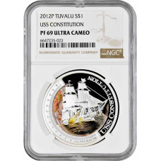 Tuvalu 1 dollar 2012, NGC PF69 UC, "Ships, Changed the World - USS Constitution"