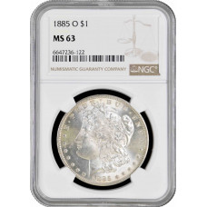 USA 1 Dollar 1885 O, NGC MS63, "Morgan Dollar" silver coin