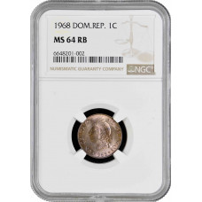 Dominican Republic 1 centavo 1968, NGC MS64 RB, "Republic (1937 - 2023)"