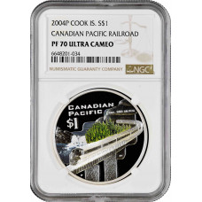 Cook Islands 1 dollar 2004, NGC PF70 UC, "Rail Journeys - Canadian Pacific"