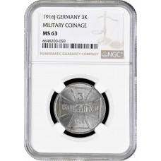 Germany 3 kopeks 1916 A, NGC MS63, "Military Coinage (1916 - 1916)"