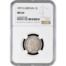 Great Britain 1 shilling 1873, NGC MS64, "Queen Victoria (1838 - 1901)" silver