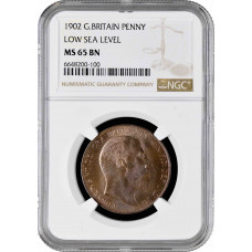 Great Britain 1 penny 1902, NGC MS65 BN, "King Edward VII (1902 - 1910)" Pop 1/1