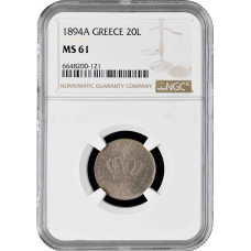 Griechenland 20 Lepta 1894 A, NGC MS61, "König Georg I (1863 - 1922)"