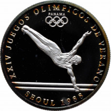 Panama 1 balboa 1988, PROOF, "XXIV summer Olympic Games - Gymnastics" silver