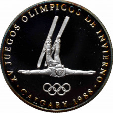 Panama 1 balboa 1988, PROOF, "XV Olympic Winter Games - Freestyle skiing" silver