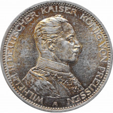 Prussia 3 mark 1914, UNC, "Emperor Wilhelm II (1888 - 1918)" silver coin