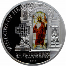 Cook Islands 10 dollars 2012, PROOF, "Windows of Heaven - St. Isaac's Cathedral"