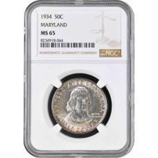 USA half dollar 1934, NGC MS65, "300th Anniversary - Maryland" silver coin