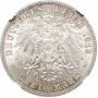 Саксония 3 марки 1913 г., NGC MS64, "Великий герцог Адольф Фридрих V (1904 - 1914)"