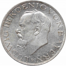 Bavaria 3 mark 1914, UNC, "King Ludwig III (1913 - 1918)" silver coin